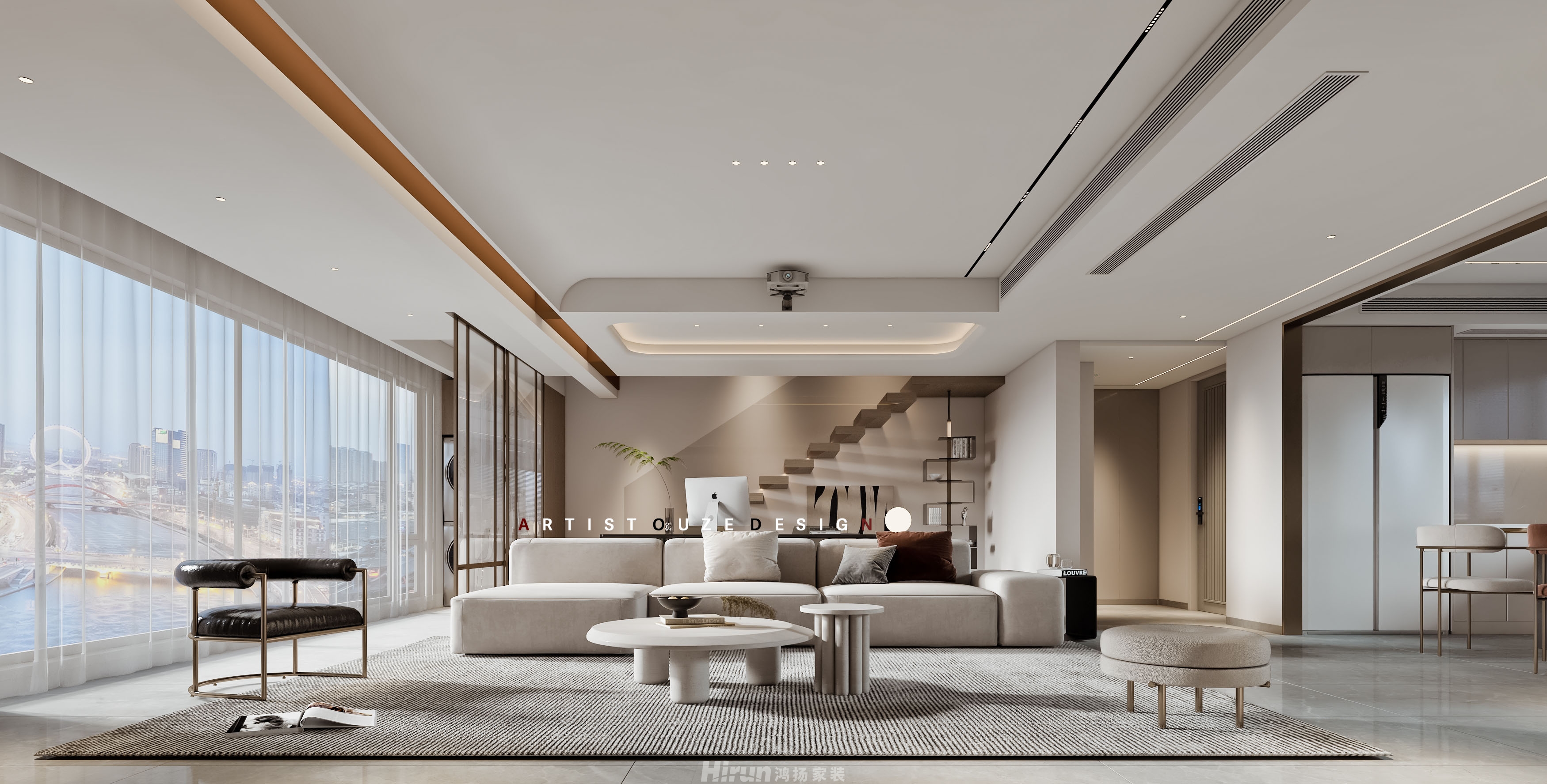 越秀星匯城160㎡雅致現(xiàn)代復(fù)式 裝修案例效果圖-5