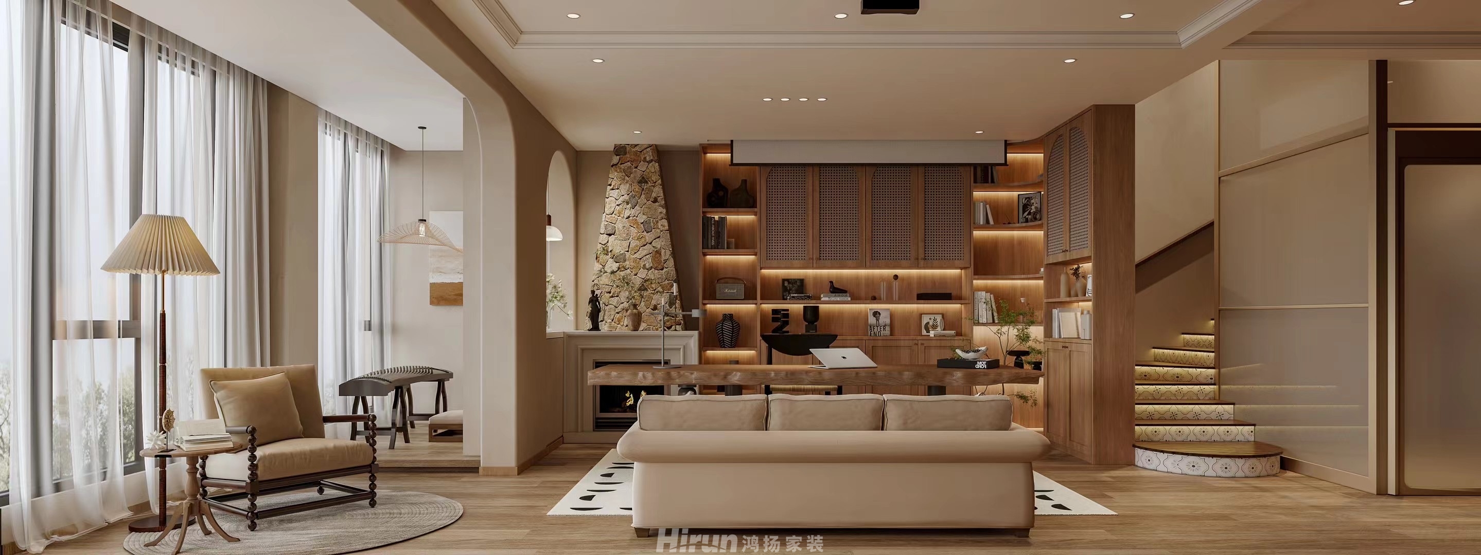 卓悅城420㎡復(fù)古風(fēng)潮別墅 裝修案例效果圖-8