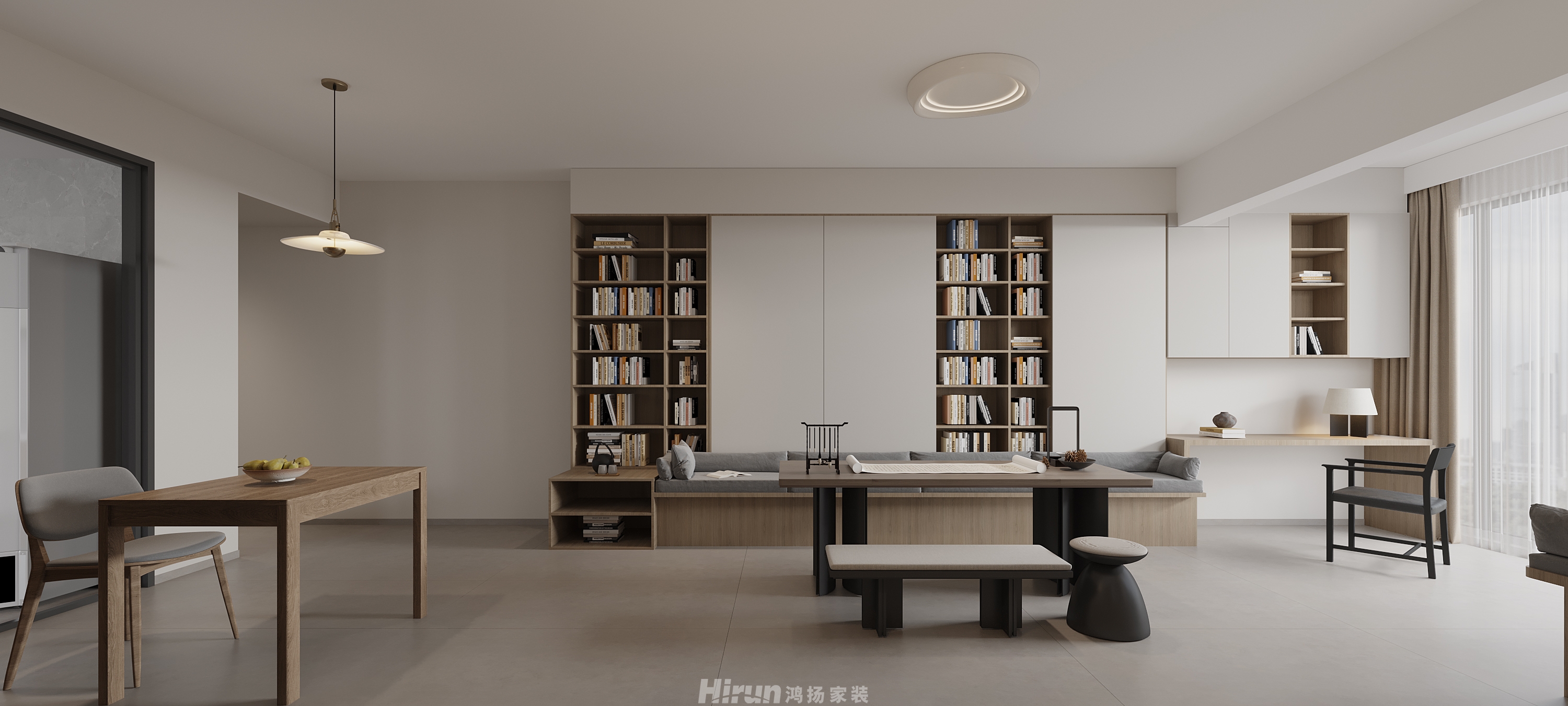 長湖峰境127㎡雅致現代三居室 裝修案例效果圖-3