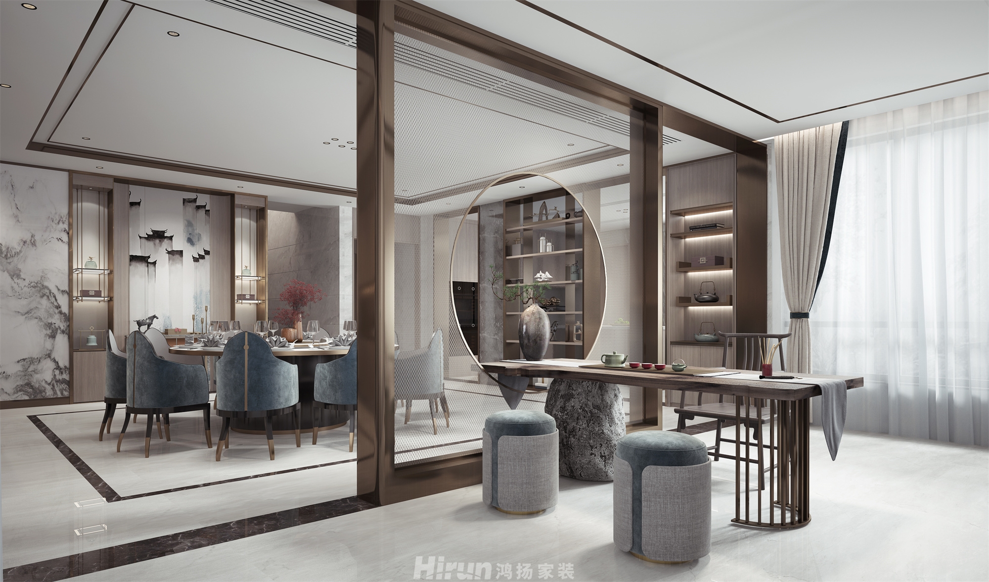 天鵝堡280㎡意境東方別墅 裝修案例效果圖-4