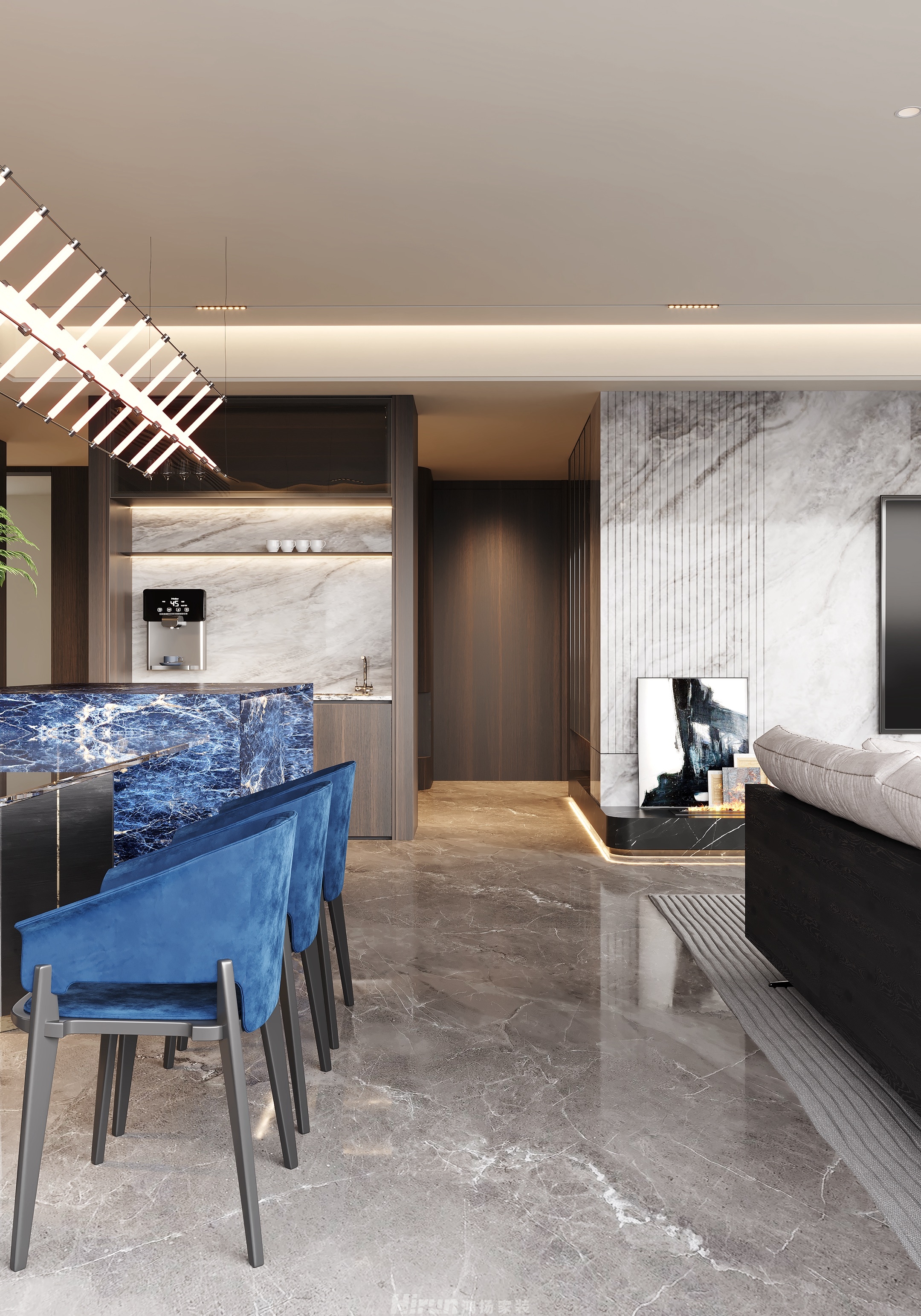 建發九洲觀瀾220㎡雅致現代大平層 裝修案例效果圖-4