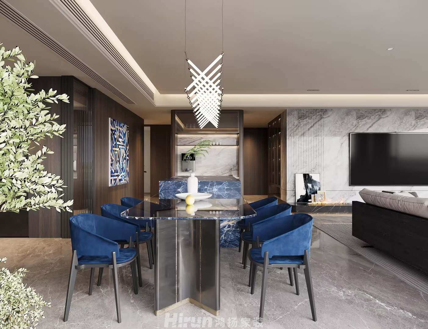 建發九洲觀瀾220㎡雅致現代大平層 裝修案例效果圖-3