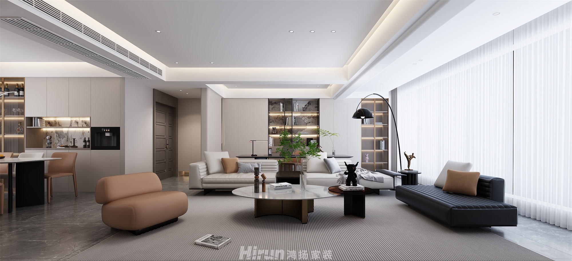 大都會(huì)天悅140㎡新裝飾主義三居室 裝修案例效果圖-5