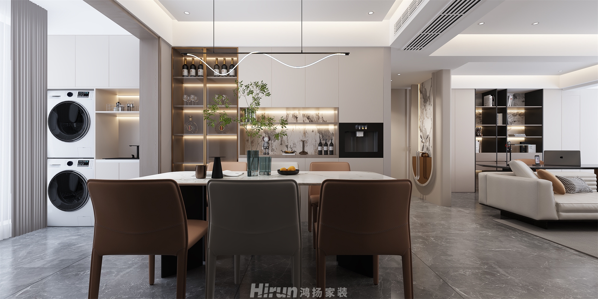 大都會(huì)天悅140㎡新裝飾主義三居室 裝修案例效果圖-7