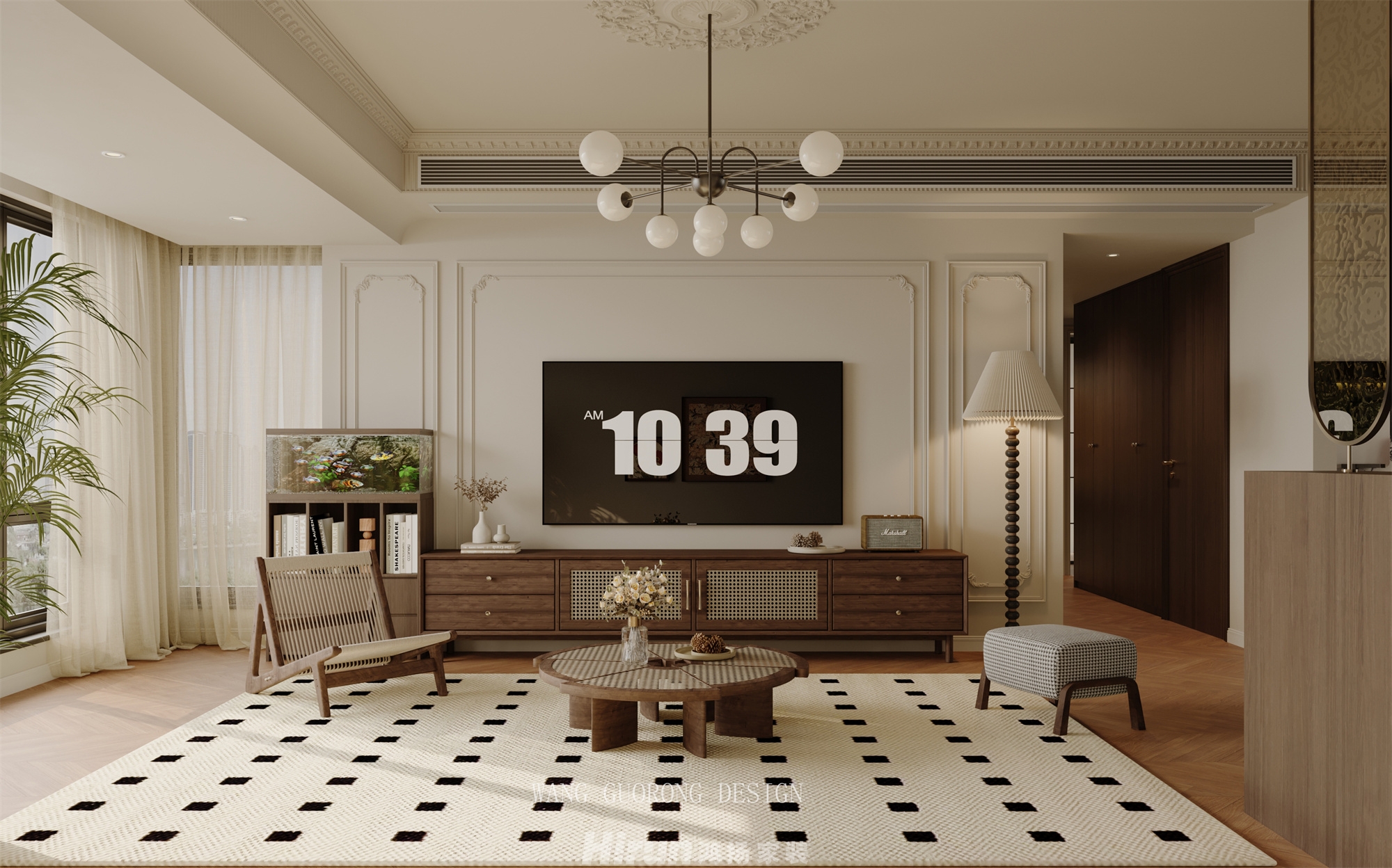 卓越淺水灣115㎡復古風潮四居室 裝修案例效果圖-5