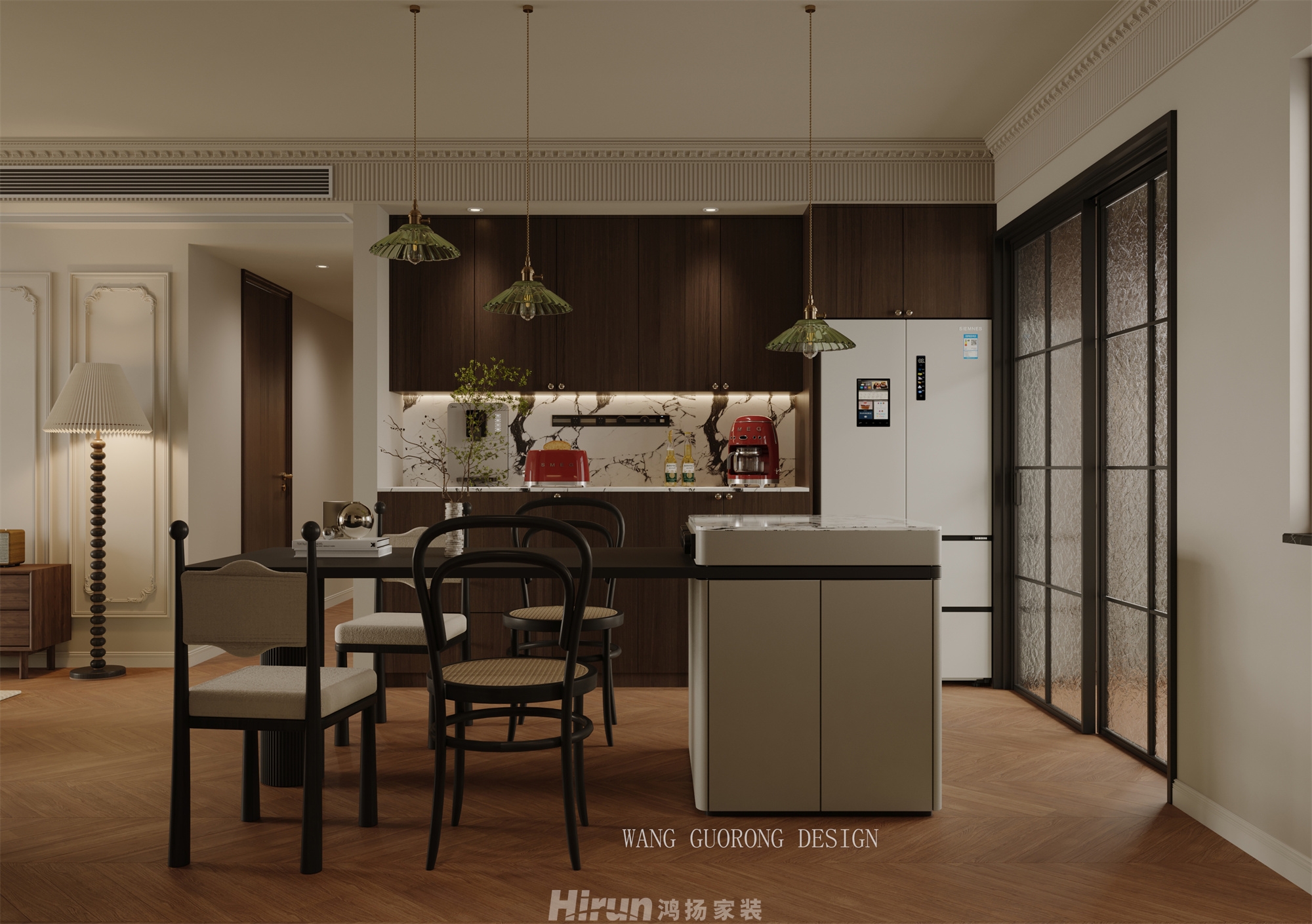 卓越淺水灣115㎡復古風潮四居室 裝修案例效果圖-3