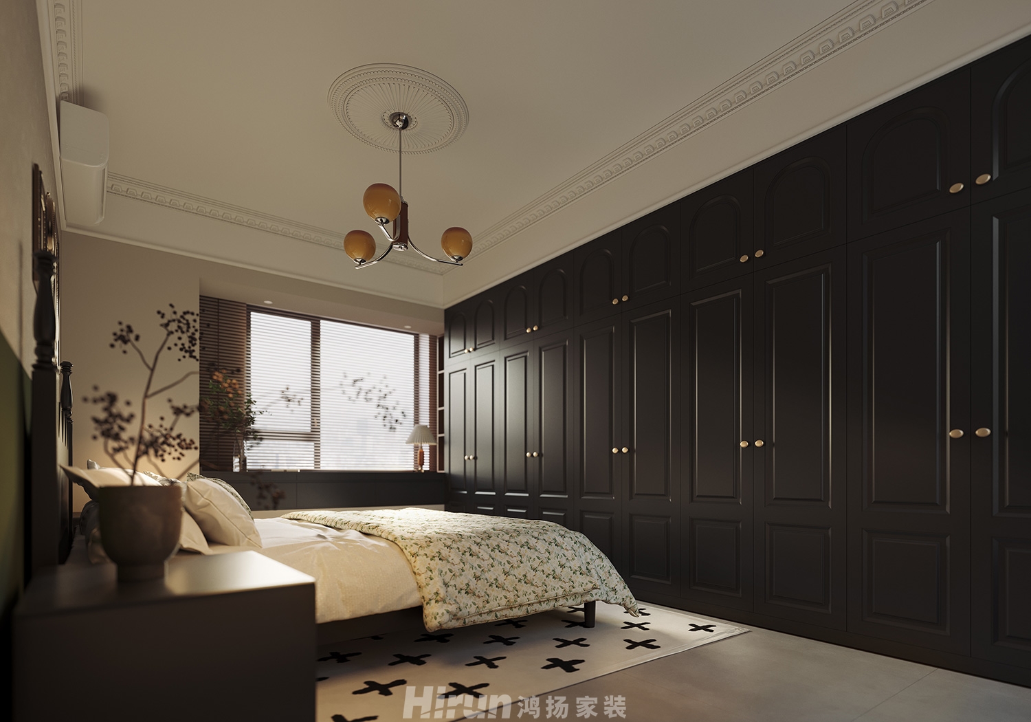 融創(chuàng)會(huì)展上東區(qū)140㎡復(fù)古風(fēng)潮三居室 裝修案例效果圖-4