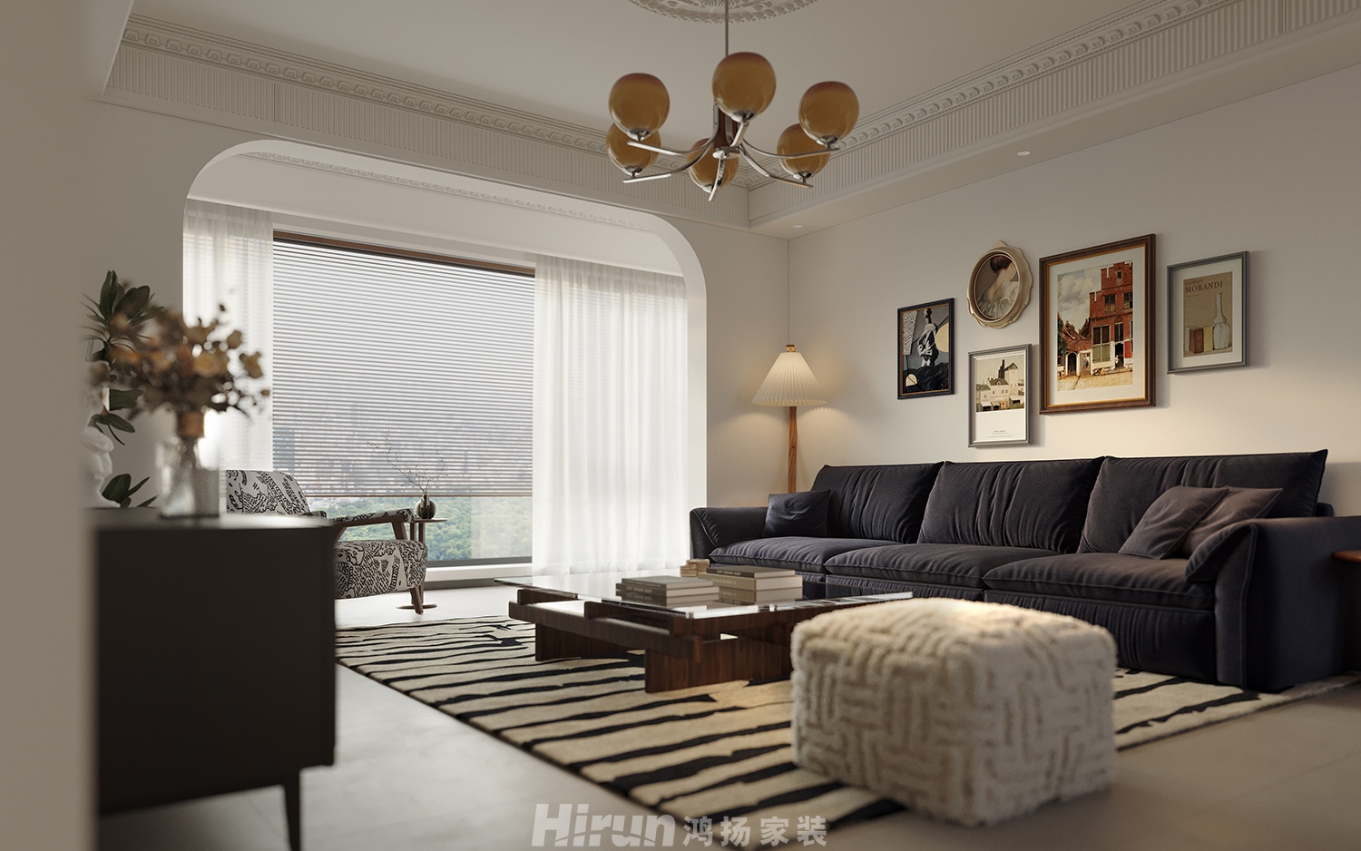 融創(chuàng)會(huì)展上東區(qū)140㎡復(fù)古風(fēng)潮三居室 裝修案例效果圖-2