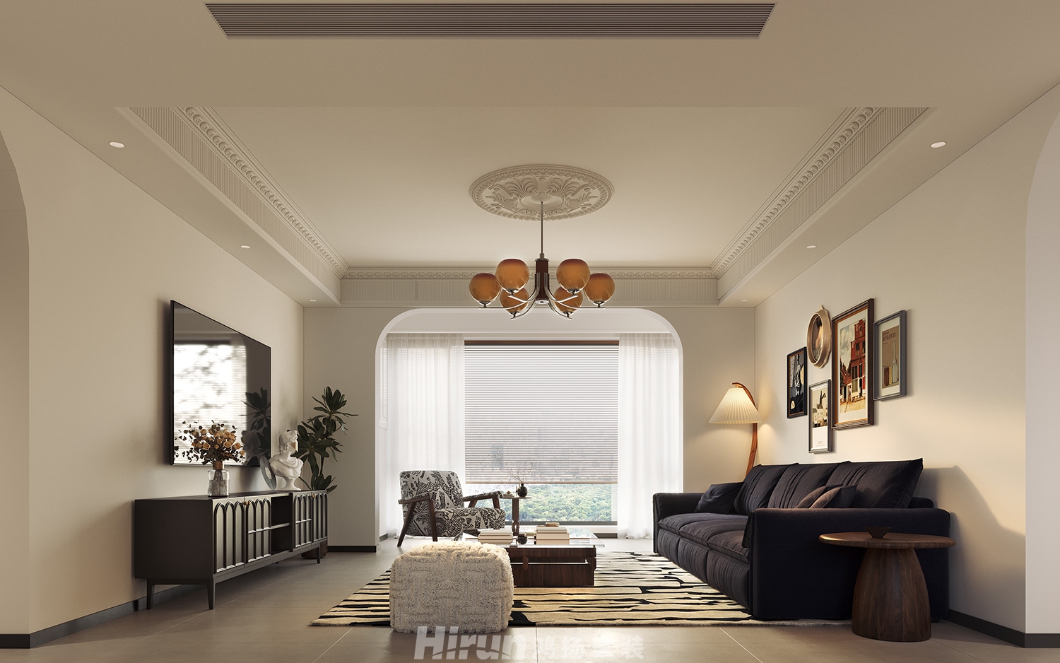 融創(chuàng)會(huì)展上東區(qū)140㎡復(fù)古風(fēng)潮三居室 裝修案例效果圖-3