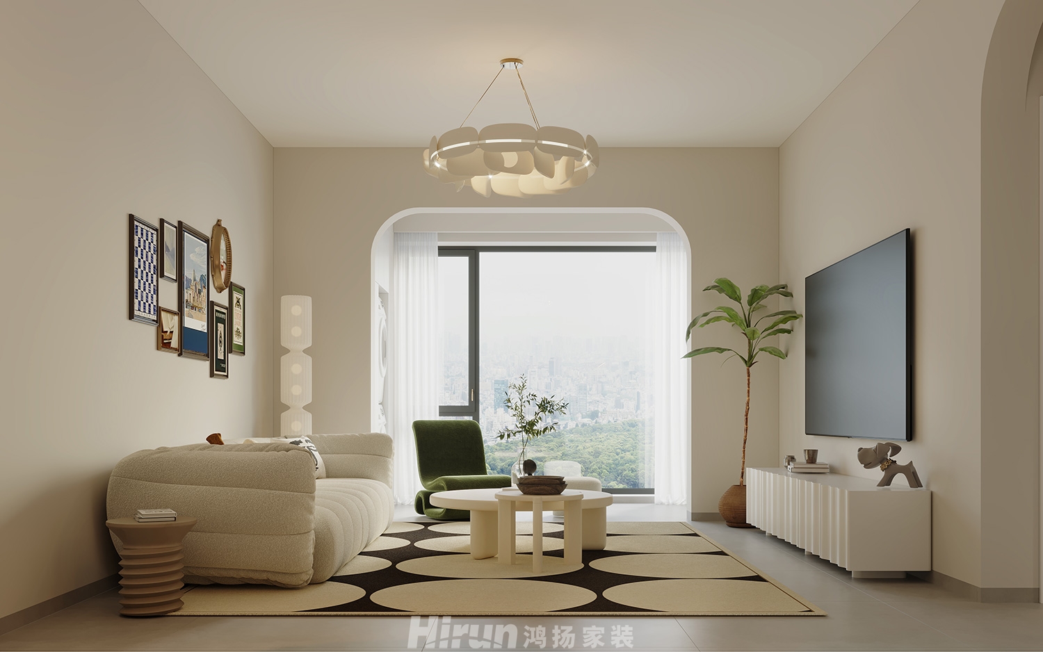 星都匯110㎡優(yōu)雅繽紛三居室 裝修案例效果圖-2