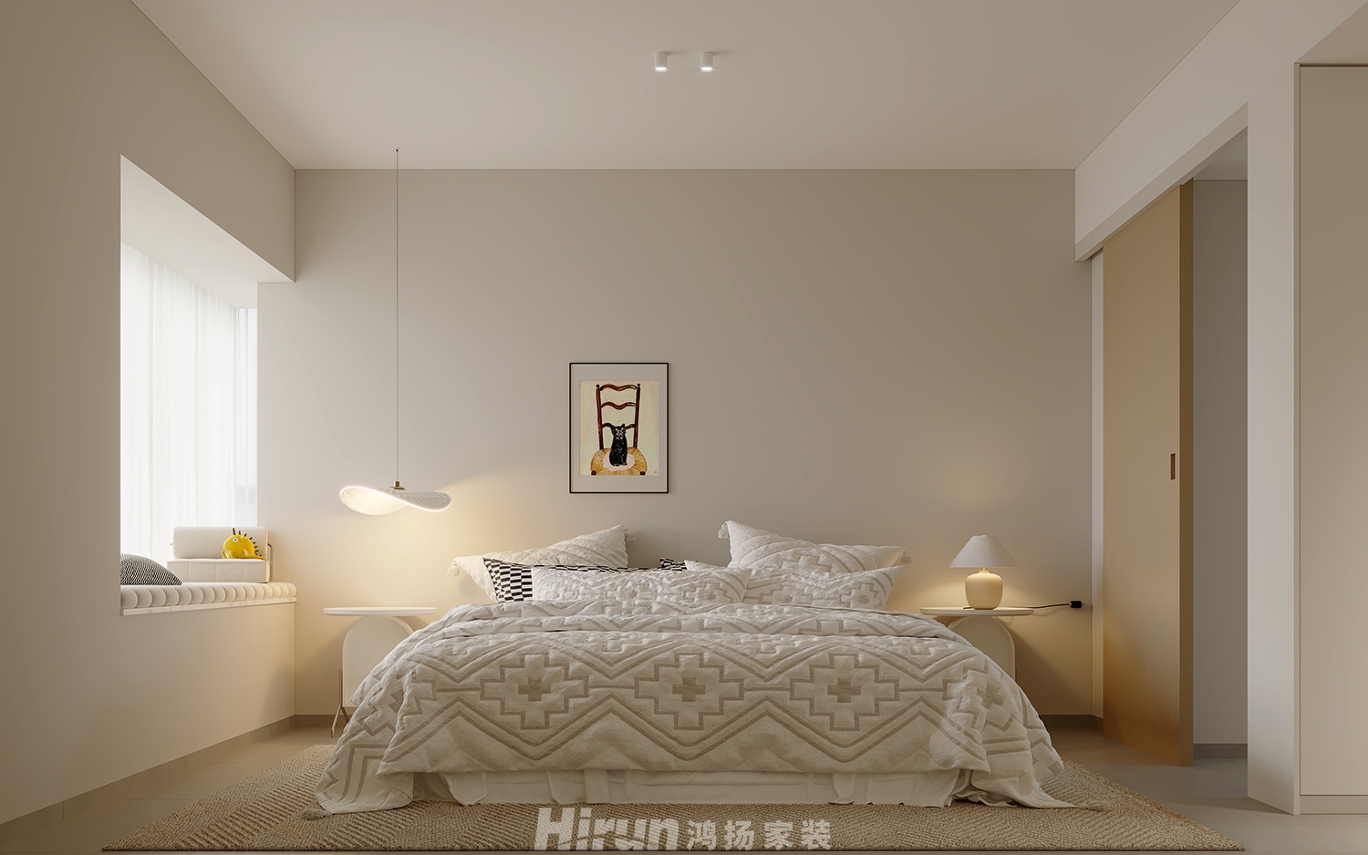 星都匯110㎡優(yōu)雅繽紛三居室 裝修案例效果圖-6