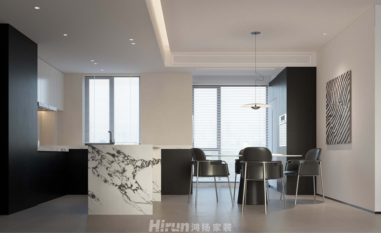 中建鈺和城140㎡雅致現代四居室 裝修案例效果圖-1