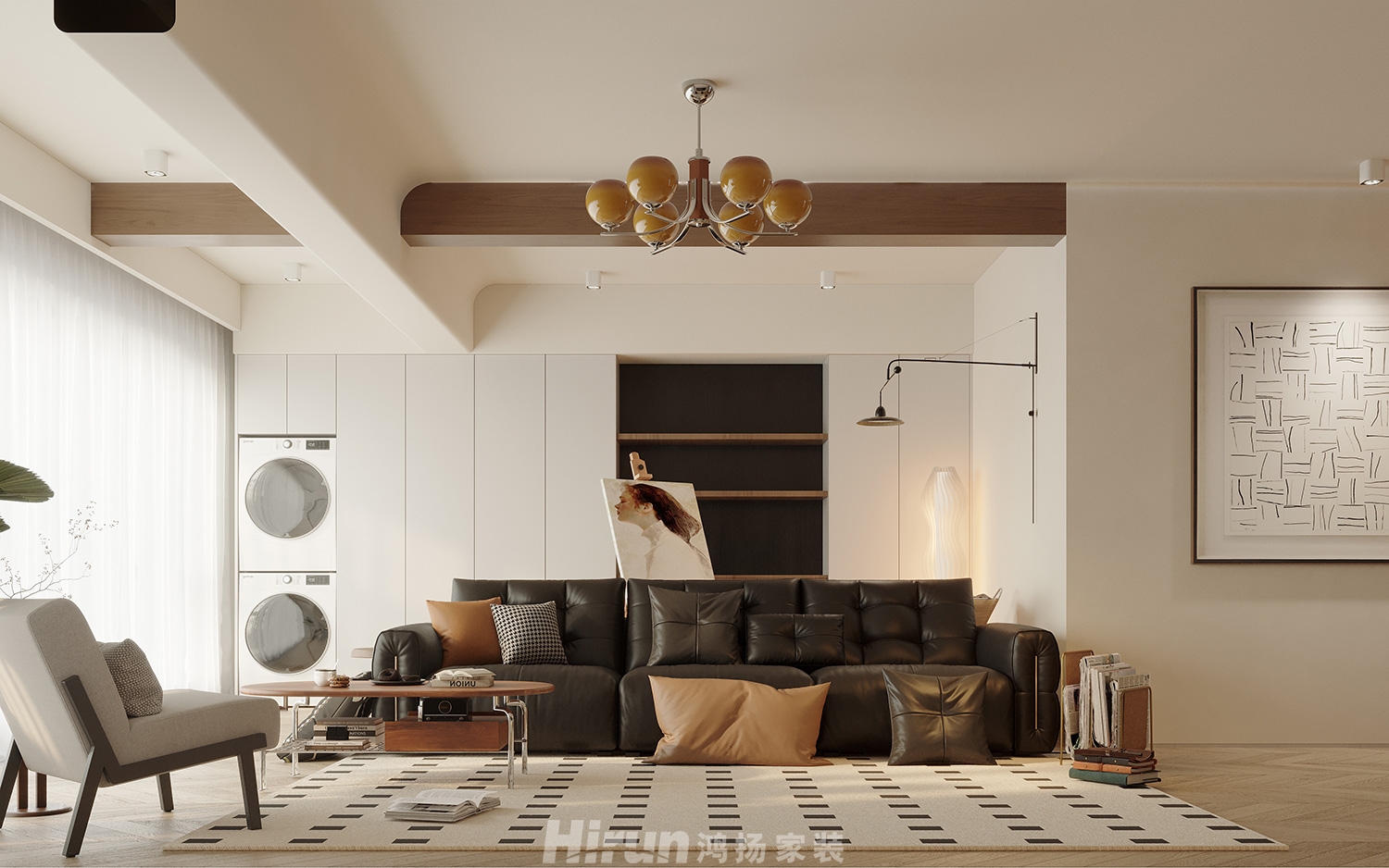 建發(fā)玖洲和璽140㎡復古風潮三居室 裝修案例效果圖-2