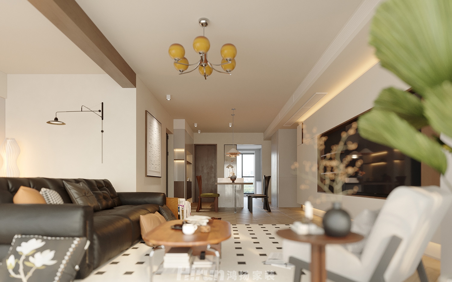 建發(fā)玖洲和璽140㎡復古風潮三居室 裝修案例效果圖-3