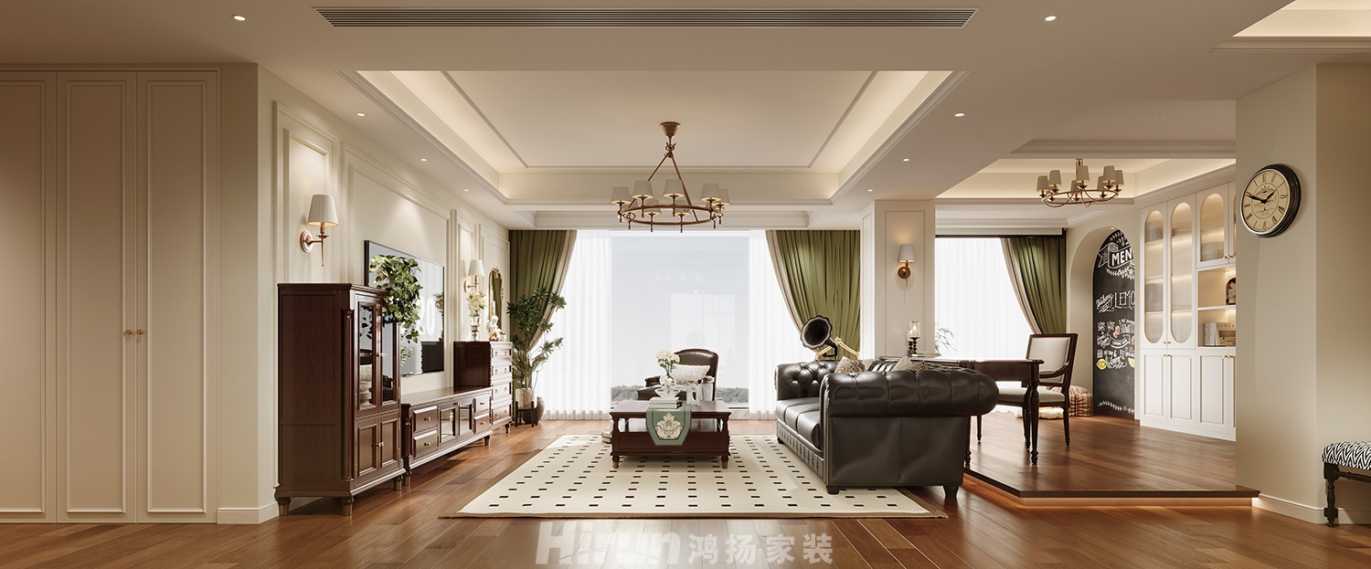 長房嶺秀時代180㎡復(fù)古風(fēng)潮大平層 裝修案例效果圖-3