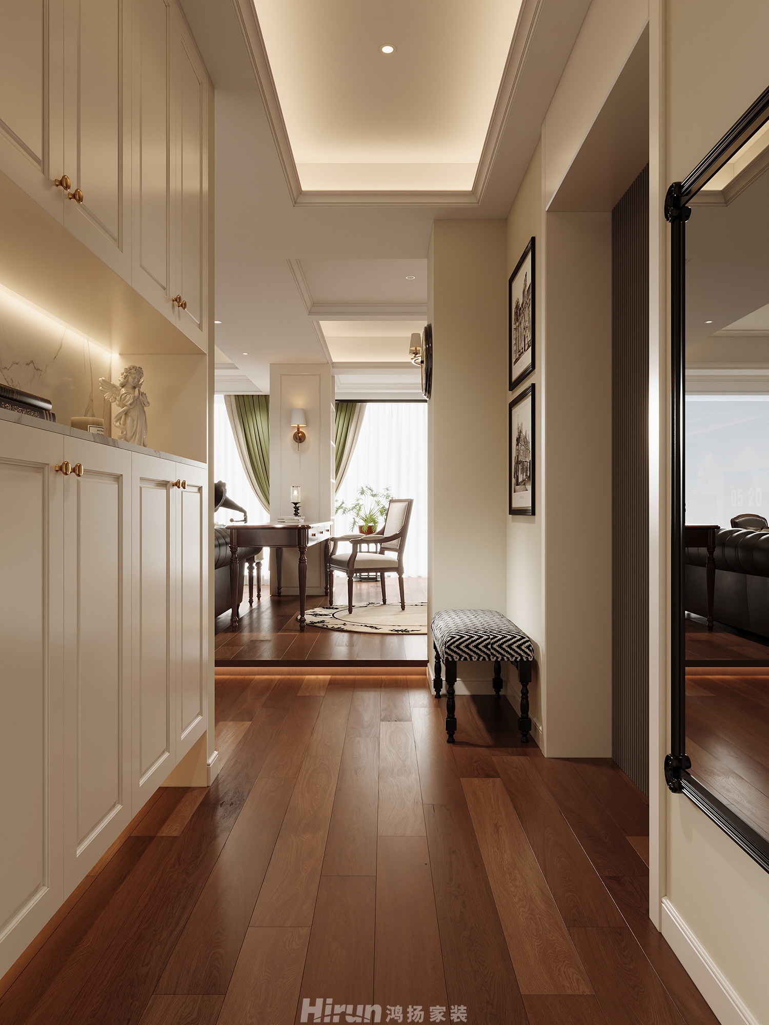 長房嶺秀時代180㎡復(fù)古風(fēng)潮大平層 裝修案例效果圖-7