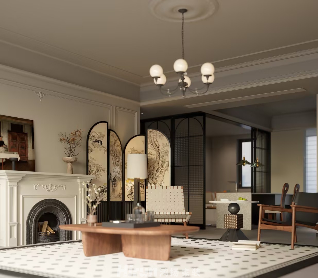 龍湖春江天曜176㎡復(fù)古風(fēng)潮大平層 裝修案例效果圖-5