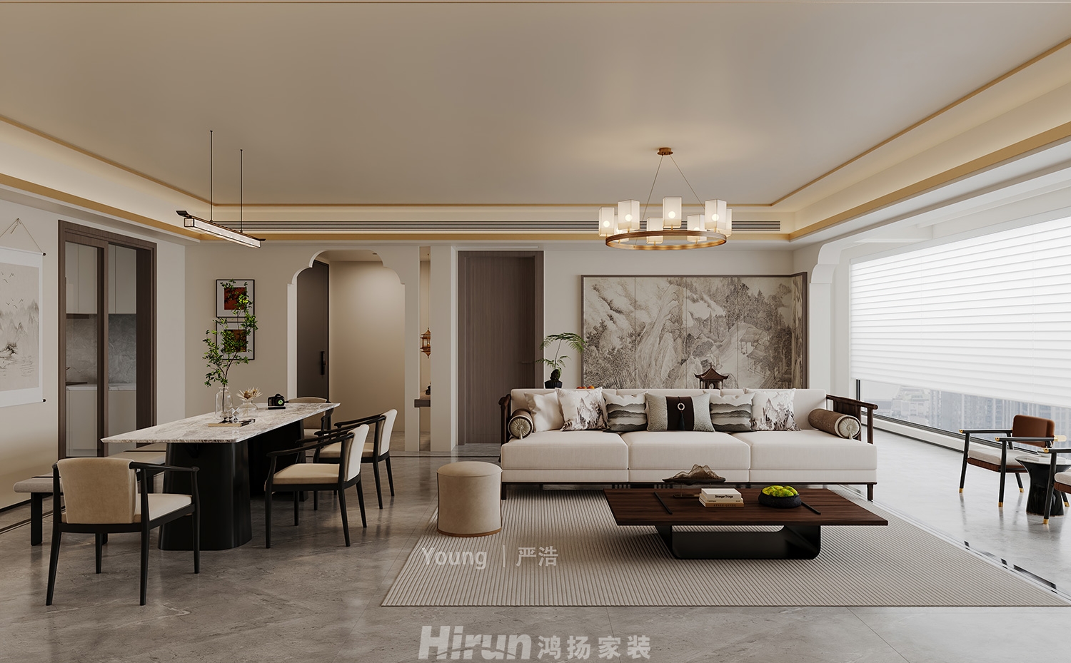 時(shí)代·建發(fā)和著（精裝房改造）182㎡復(fù)合寫(xiě)意大平層 裝修案例效果圖-1