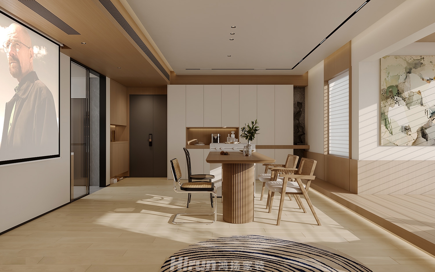 萬境瀟湘（精裝房改造）140㎡北歐之光四居室 裝修案例效果圖-3