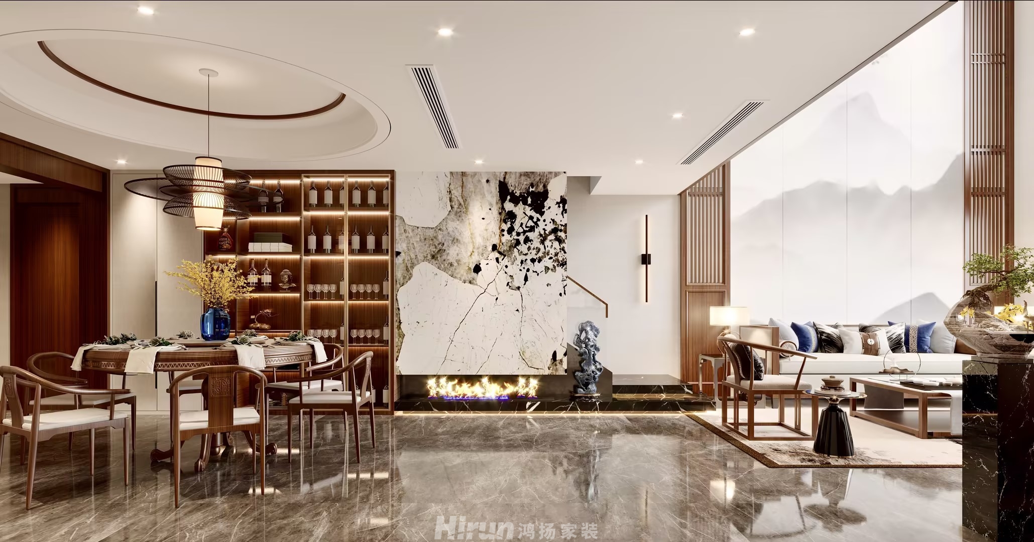 海倫春天380㎡復合寫意疊墅 裝修案例效果圖-3