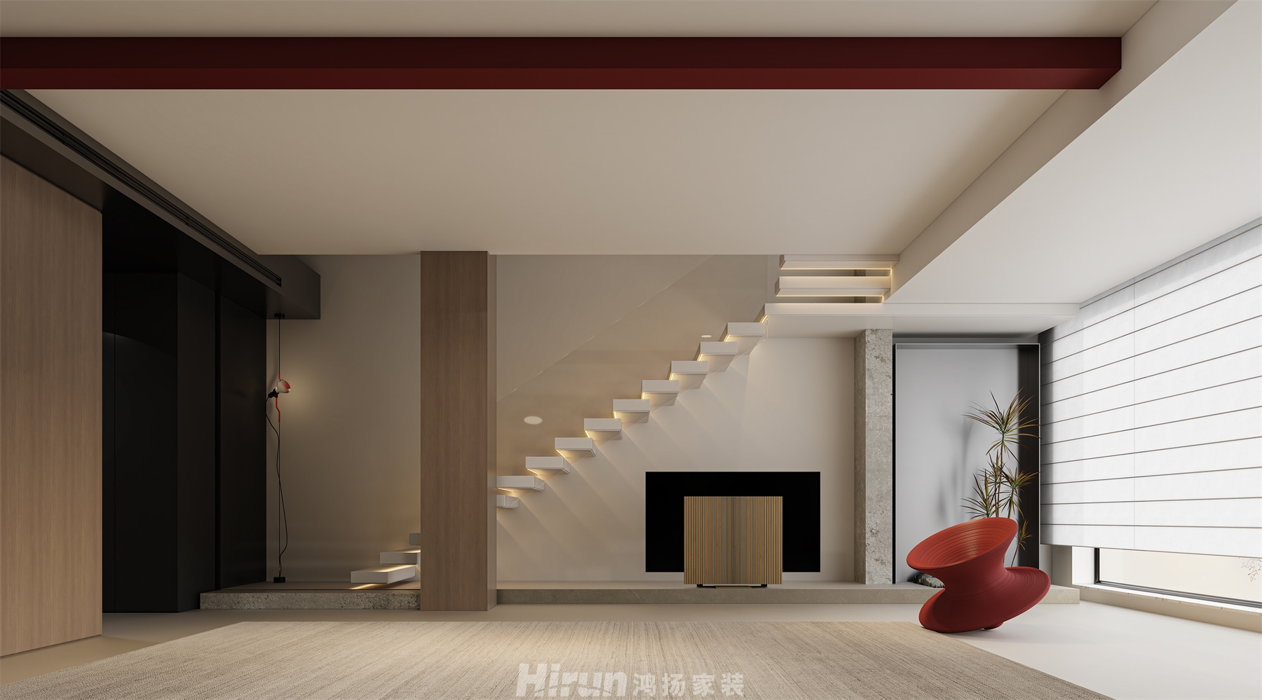 京盛和府220㎡藝術室界復式 裝修案例效果圖-3