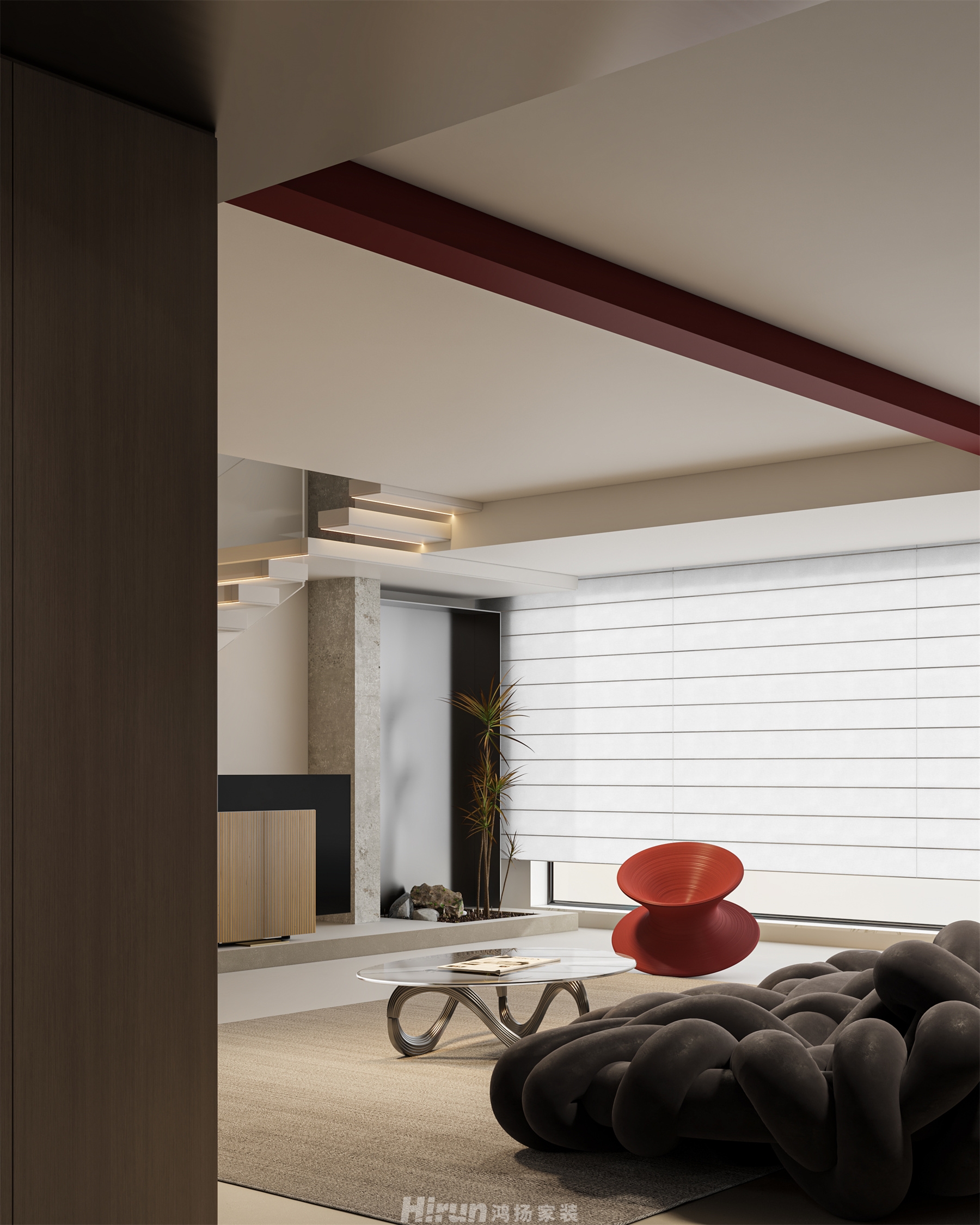 京盛和府220㎡藝術室界復式 裝修案例效果圖-9