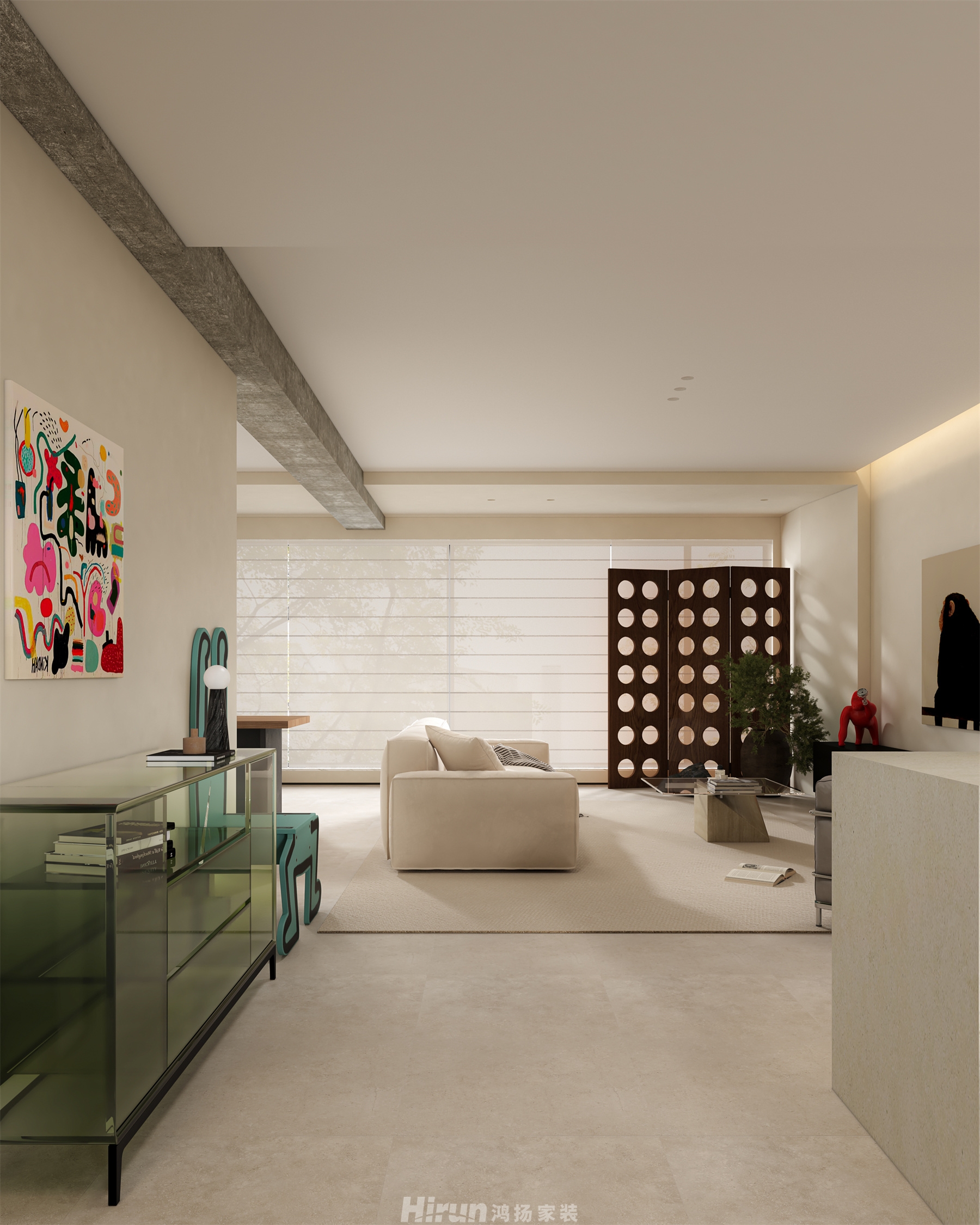 建發玖洲和璽150㎡藝術室界三居室 裝修案例效果圖-3