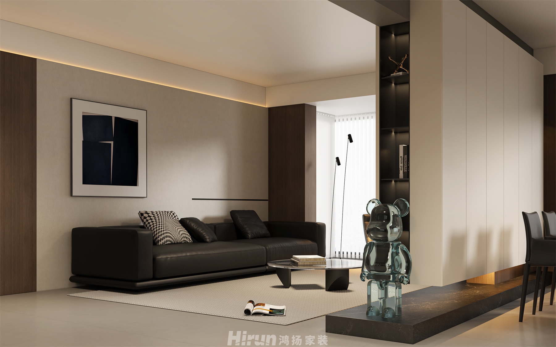 金碧文華160㎡雅致現(xiàn)代三居室 裝修案例效果圖-5