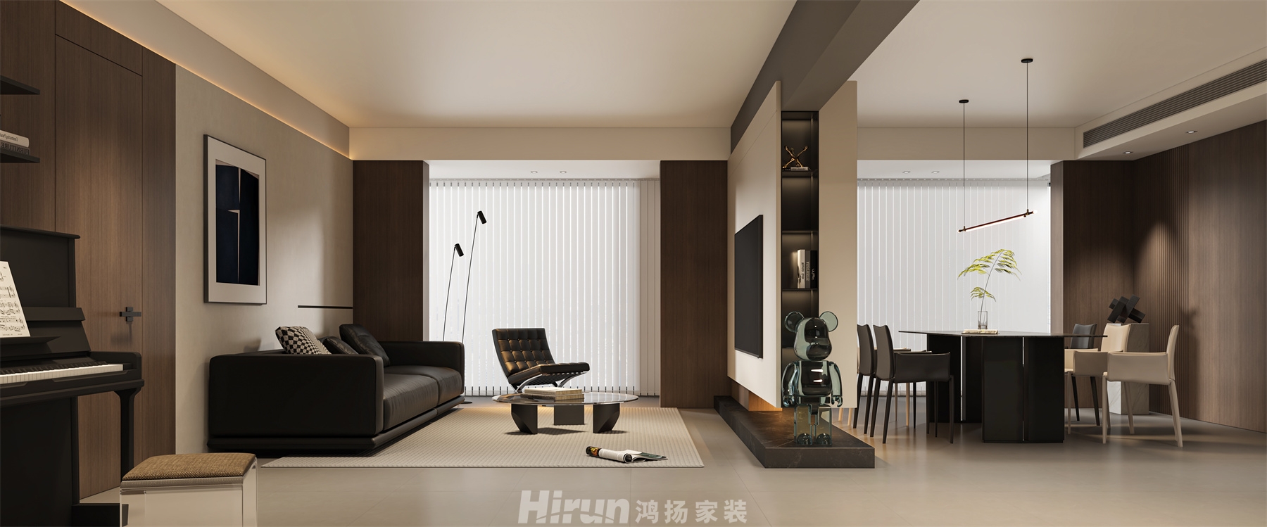 金碧文華160㎡雅致現(xiàn)代三居室 裝修案例效果圖-3