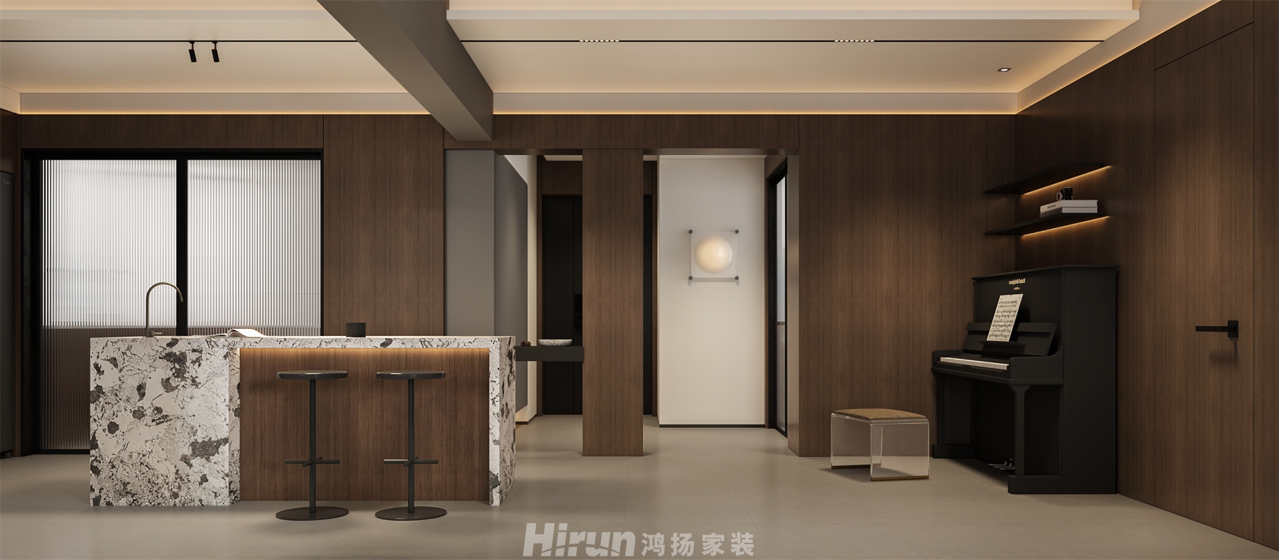 金碧文華160㎡雅致現(xiàn)代三居室 裝修案例效果圖-4