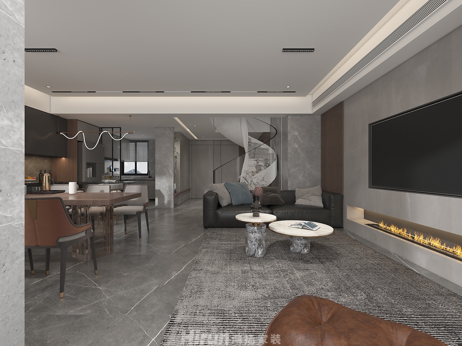 大唐印象190㎡雅致現代別墅 裝修案例效果圖-2