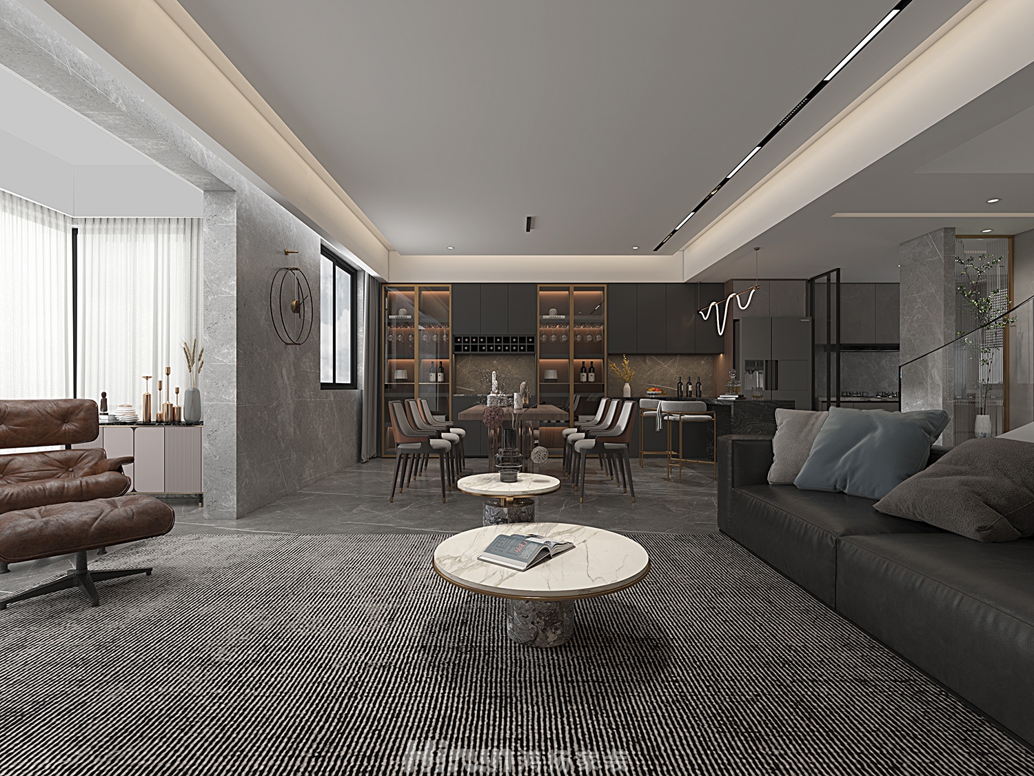 大唐印象190㎡雅致現代別墅 裝修案例效果圖-7