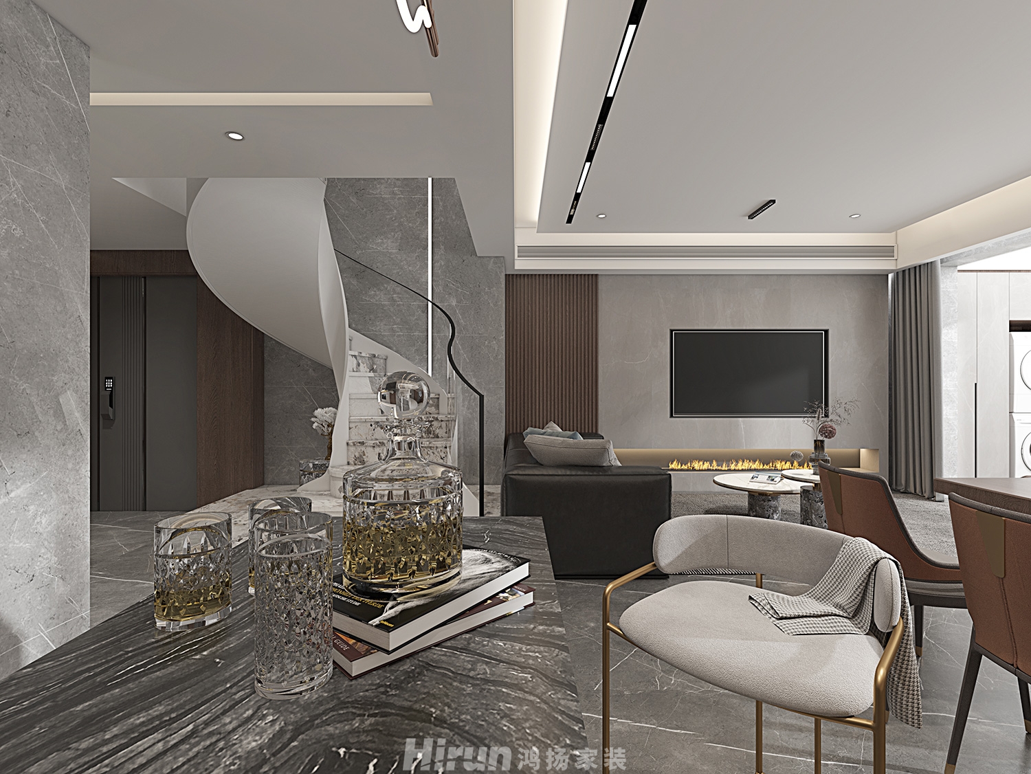 大唐印象190㎡雅致現代別墅 裝修案例效果圖-8