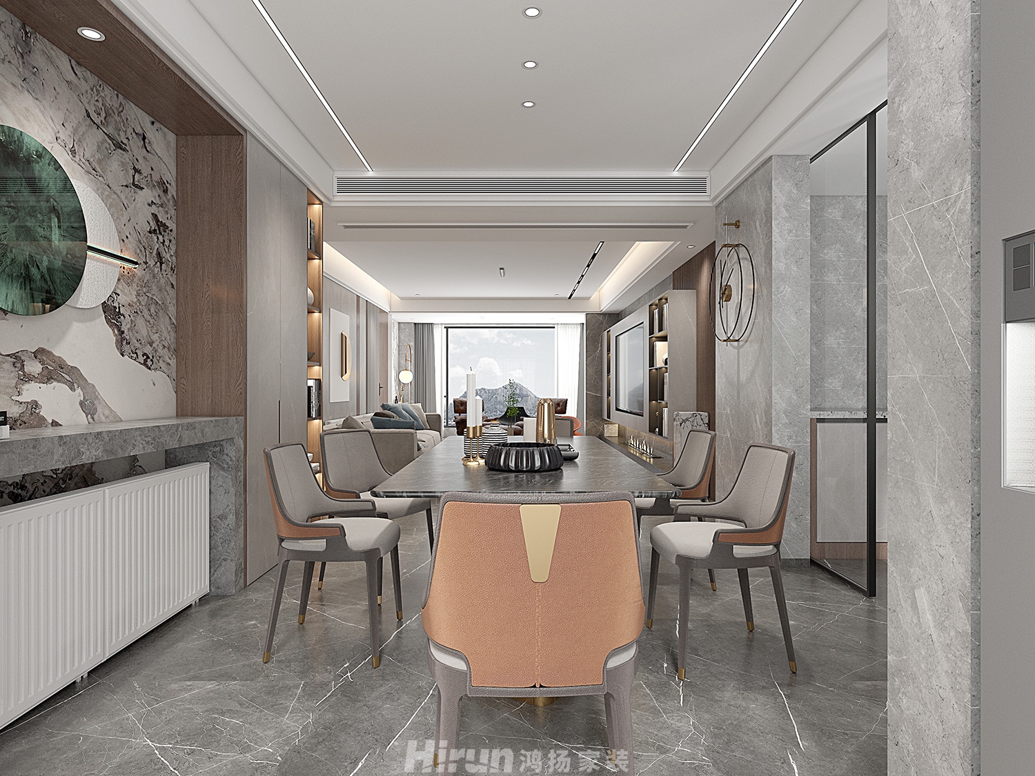 金茂建發觀悅180㎡雅致現代大平層 裝修案例效果圖-1