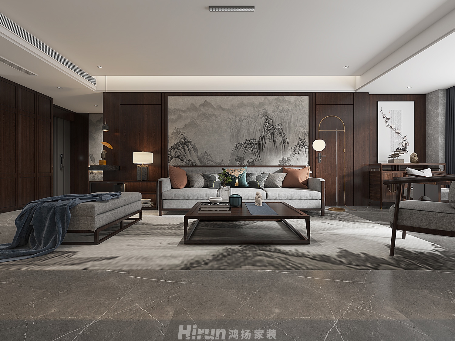 金茂建發(fā)觀悅180㎡復(fù)合寫意大平層 裝修案例效果圖-2