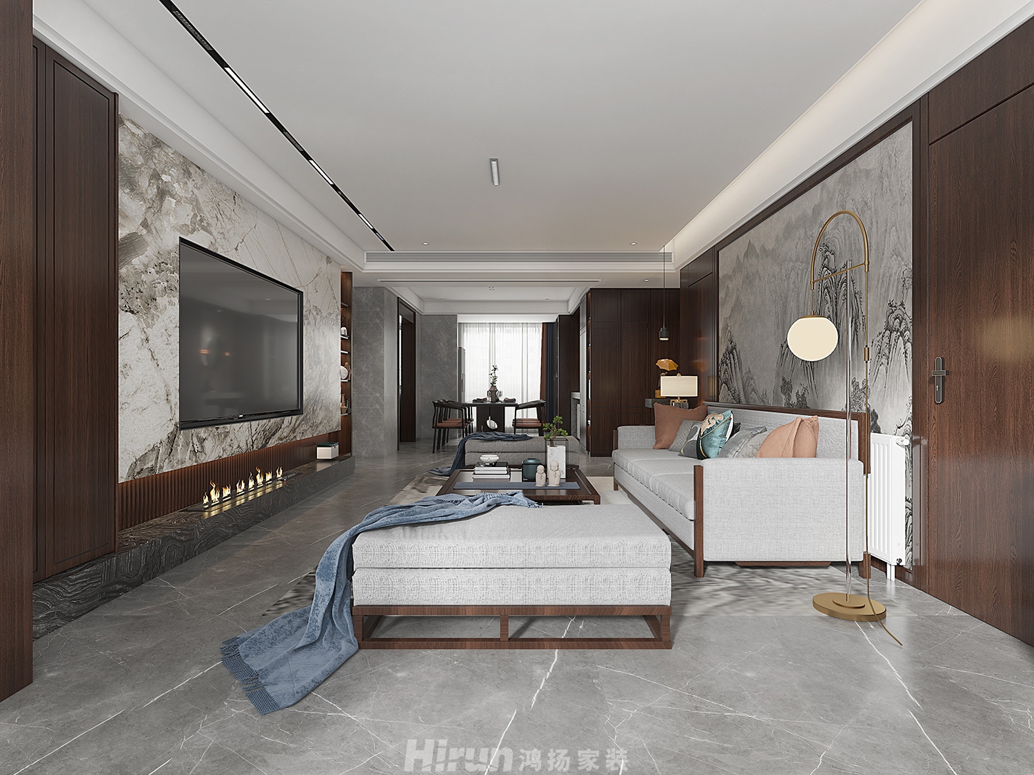 金茂建發(fā)觀悅180㎡復(fù)合寫意大平層 裝修案例效果圖-8