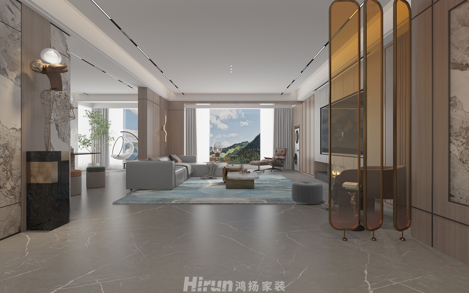 桃陽(yáng)苑280㎡雅致現(xiàn)代大平層 裝修案例效果圖-2