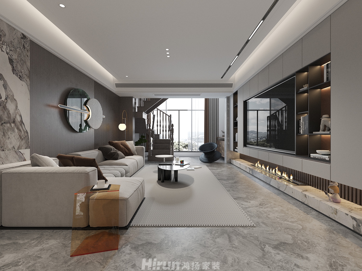 鑫遠尚璽210㎡雅致現代大平層 裝修案例效果圖-1