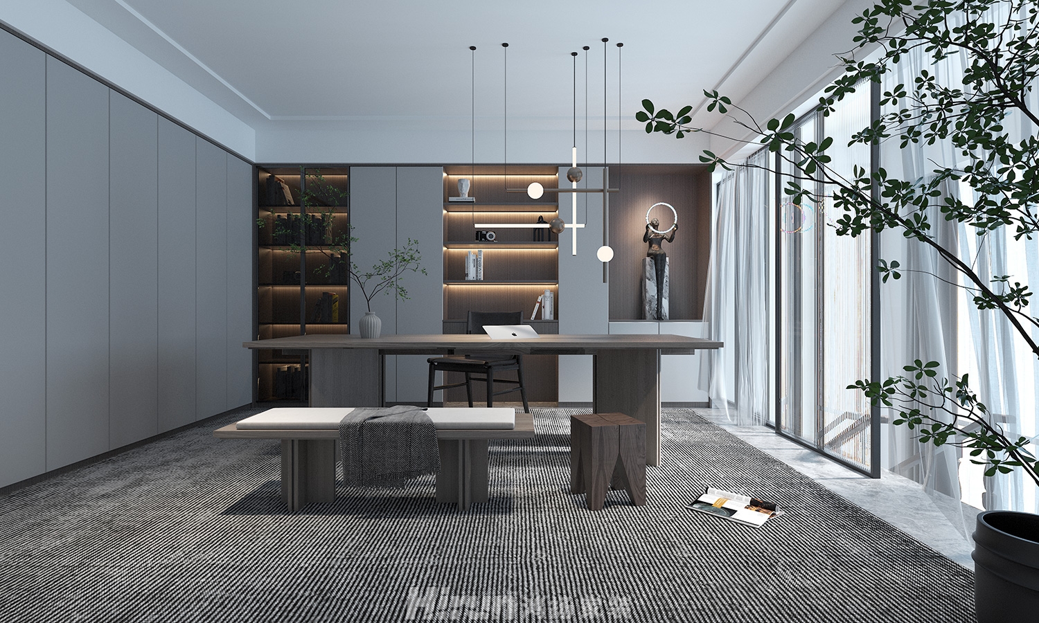 鑫遠尚璽210㎡雅致現代大平層 裝修案例效果圖-2