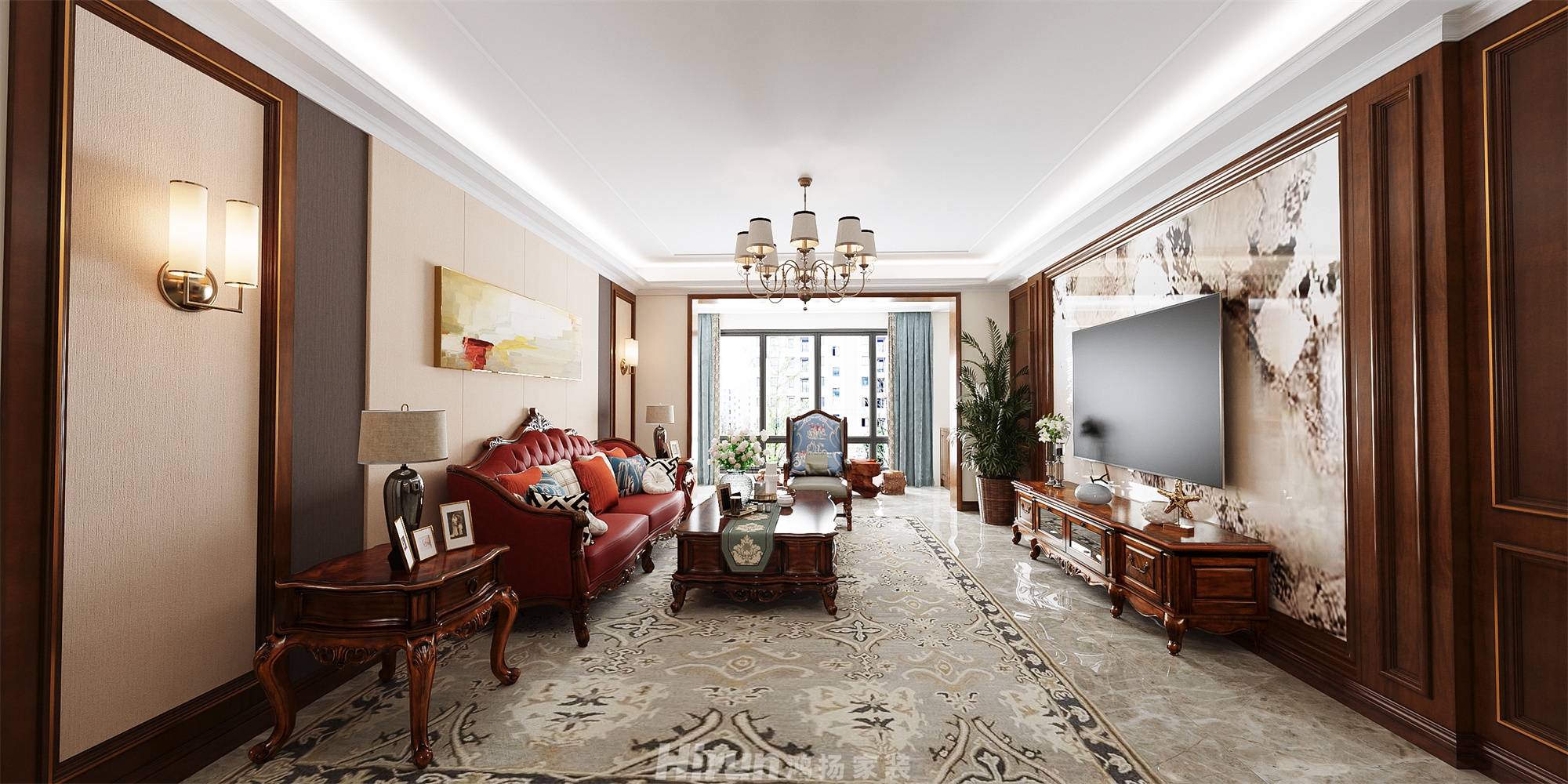 豐升德潤180㎡歐美香頌四居室 裝修案例效果圖-4