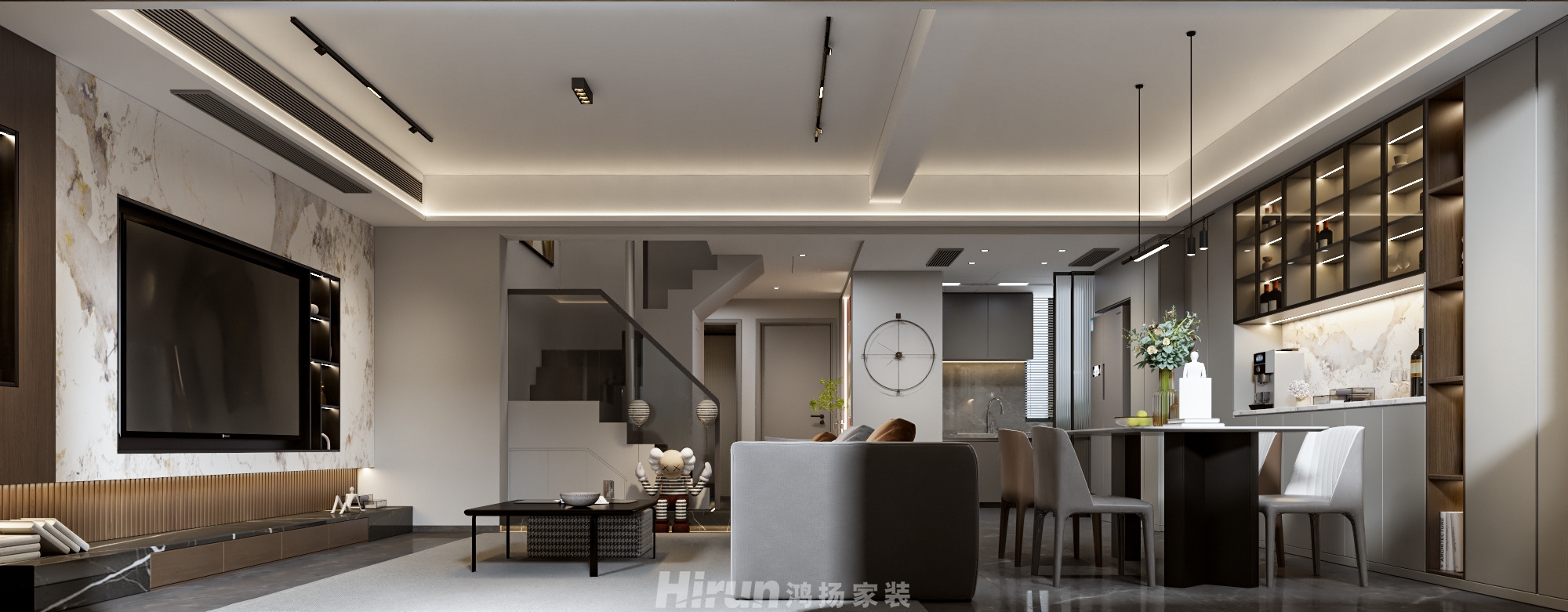 大唐印象160㎡雅致現代復式 裝修案例效果圖-2