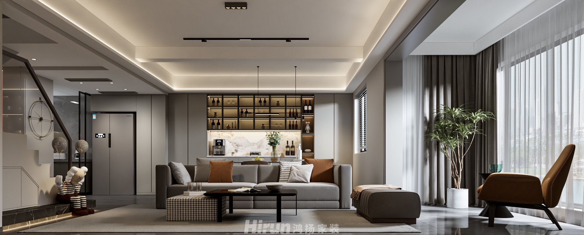 大唐印象160㎡雅致現代復式 裝修案例效果圖-5