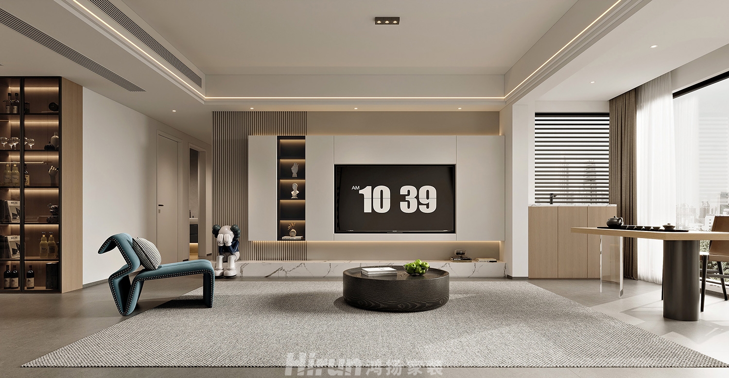 嶺福苑140㎡雅致現代四居室 裝修案例效果圖-2