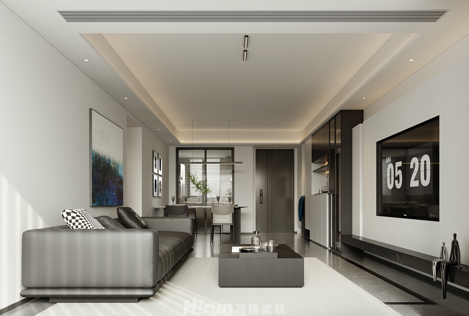 旭輝雨花郡120㎡雅致現(xiàn)代四居室 裝修案例效果圖-1