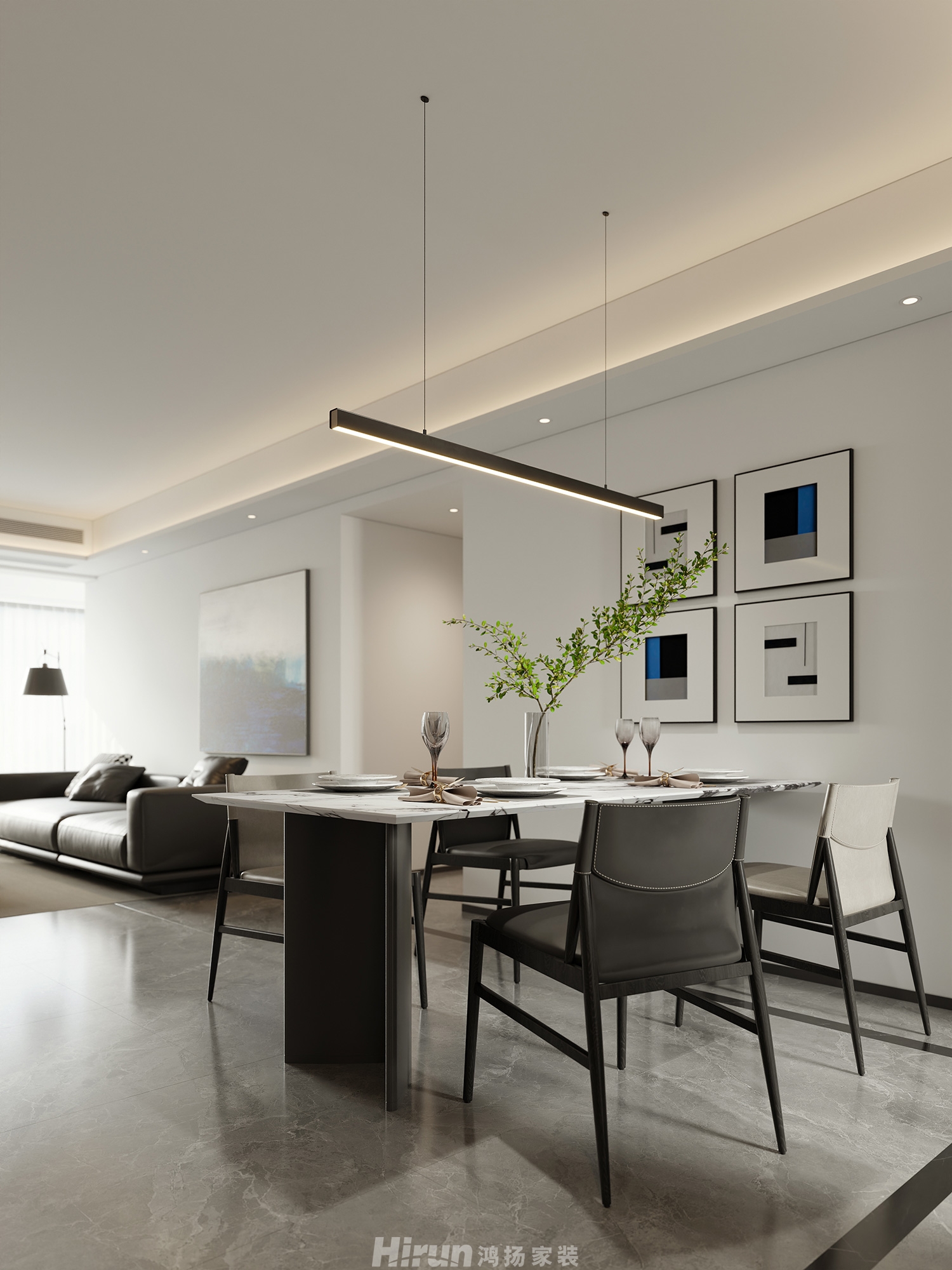 旭輝雨花郡120㎡雅致現(xiàn)代四居室 裝修案例效果圖-6