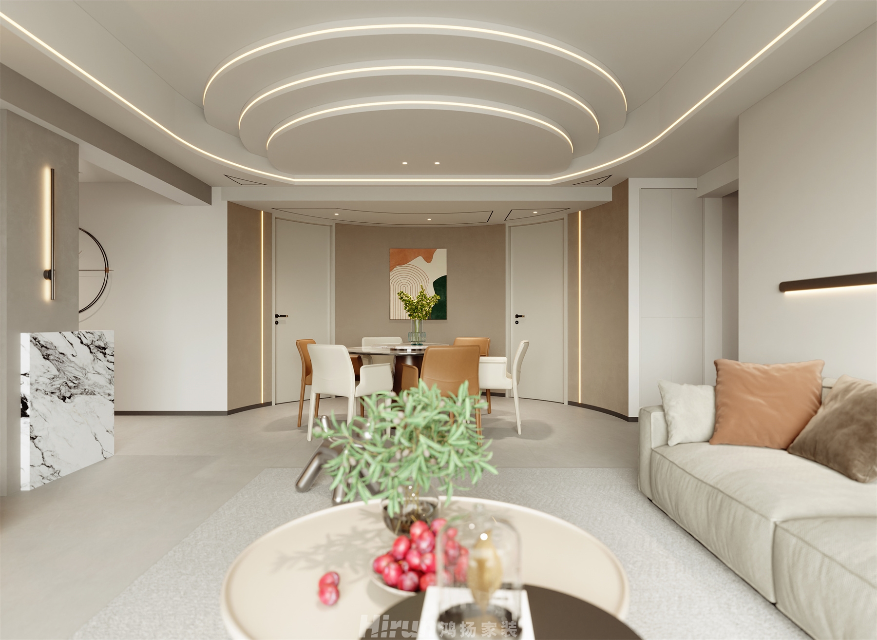 科大佳園（舊房改造）170㎡雅致現代三居室 裝修案例效果圖-7