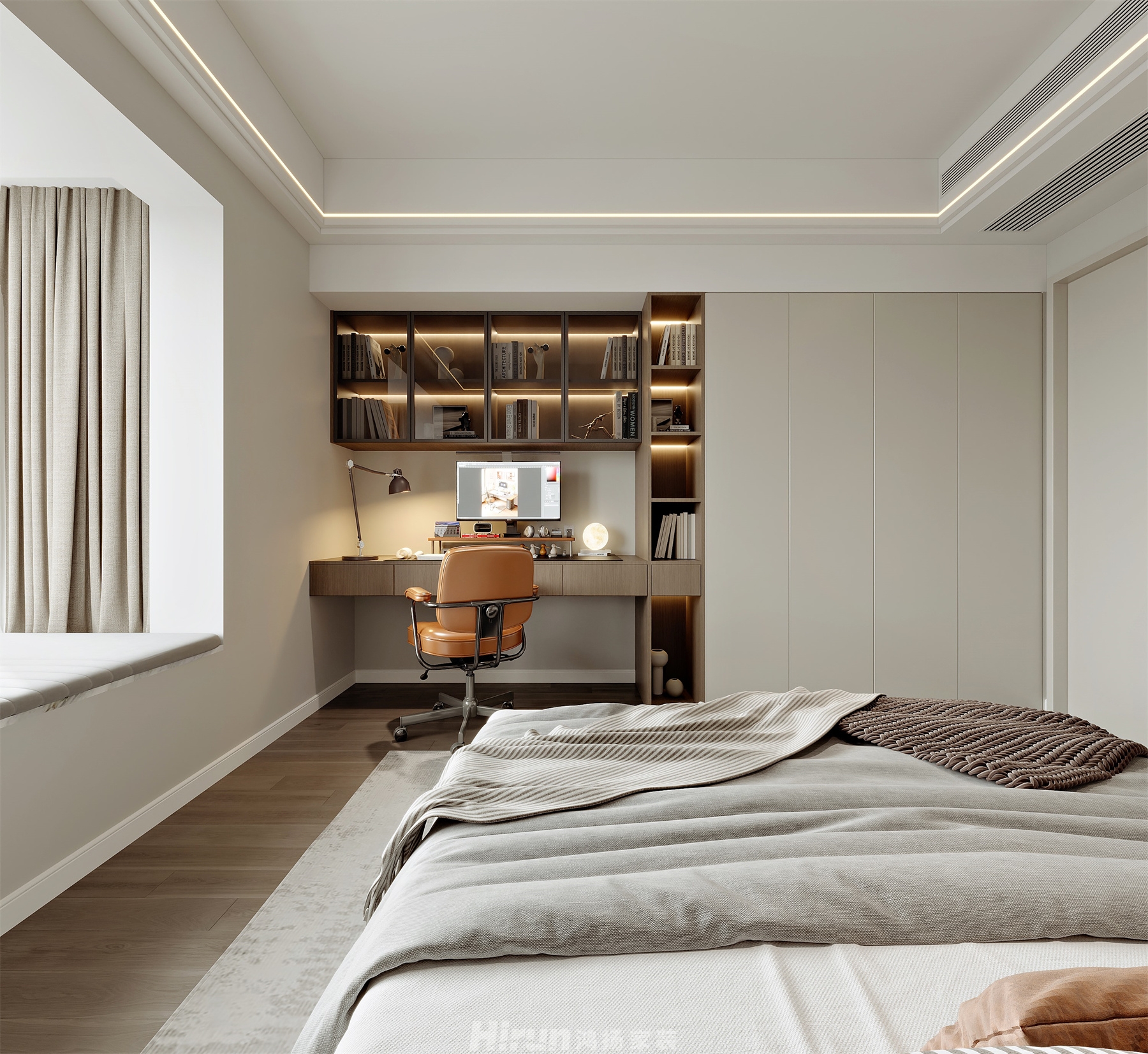 科大佳園（舊房改造）170㎡雅致現代三居室 裝修案例效果圖-8