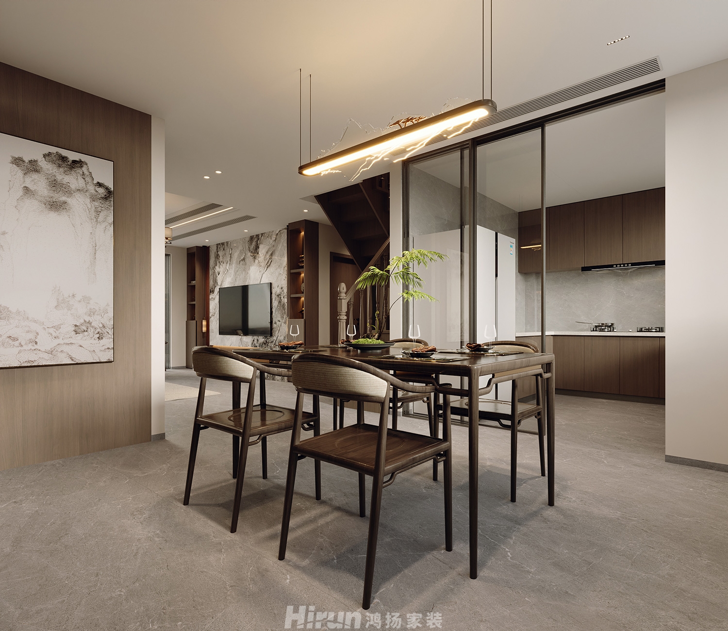 陽光嘉園170㎡寫意木構四居室 裝修案例效果圖-8