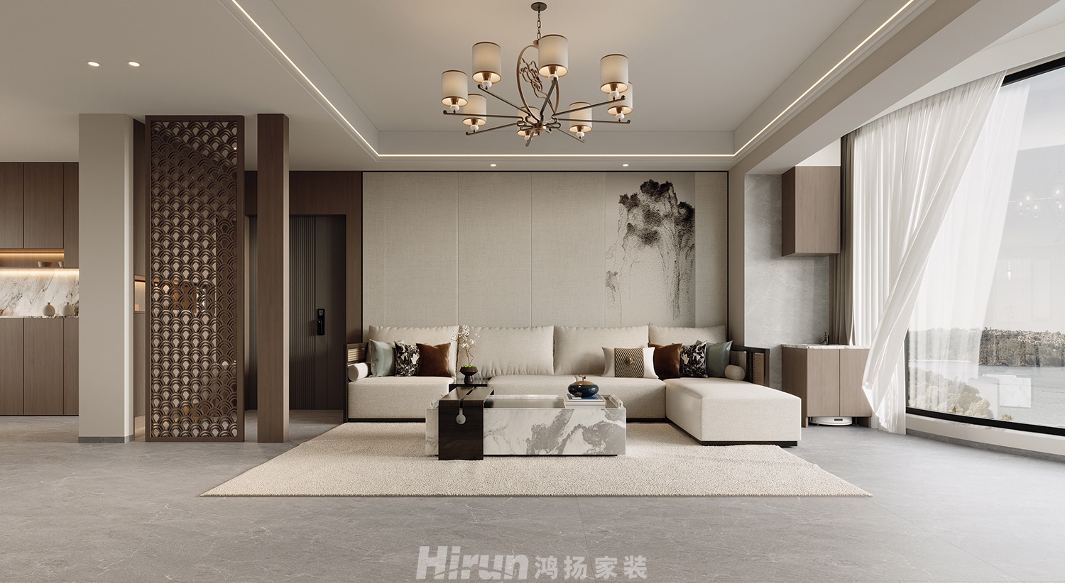 陽光嘉園170㎡寫意木構四居室 裝修案例效果圖-4