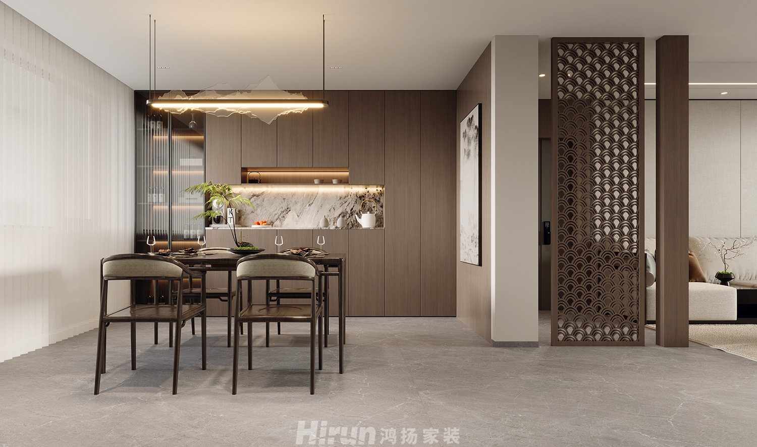 陽光嘉園170㎡寫意木構四居室 裝修案例效果圖-3